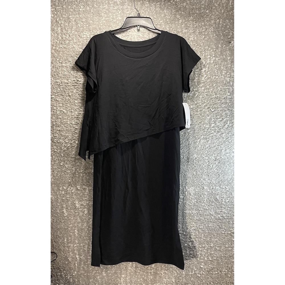 Soft Surroundings Petite S Black LAYERED Mykonos Dress Soft Casual Preppy NWT